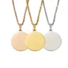 10Pcs 15-25mm Blank Round Discs Pendant Necklaces Gold Plated Chain Necklaces For DIY Custom Name Womens Mens Jewelry 240119