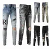 Jeans pour hommes Designer Hole Amirs pour hommes Skinny Moto Trendy Ripped Patchwork Toute l'année Lettres étoiles Slim LeggedKKQ3