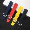 Ремешки для часов, натуральный резиновый ремешок, 22 мм, 24 мм, черный, синий, красный, желтый, ремешок для часов, браслет для логотипа группы On12622
