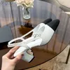 High Quality Slingback thick Sandals pumps chunky block Heels flats Circular toe Womens luxury designers leather sole wedding Dress office shoes 35-42