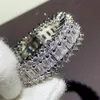 Cluster Rings Size 6-10 Sell Women Fashion Jewelry 925 Sterling Silver Princess Cut White Cubic Zircon Promise Wedding Ring338q