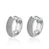 Серьги-кольца из стерлингового серебра 925 пробы, роскошные широкие готические циркониевые Huggies для женщин, модные свадебные украшения с пряжкой для ушей, MEJ636