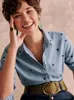 Chemisiers Vintage en coton pour femmes, chemise ample avec poche brodée de cœurs, simple boutonnage, automne 2024