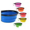 Dog Bowls Feeders Foding för PET TPE Tre storlek SIL och Cat Portable Bowl i dörr eller utomhus med Carabiner Sea Freight Drop Deliv Dhnrq