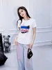 Women's T-Shirt Designer 2024 Spring Tropical Seaside Sports Car Double C Letter Bead Print Small Fragrance Style Pure Cotton Short sleeved T-shirt Women's Fashion