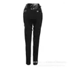 Женские брюки с петлями и пряжкой, высокая талия, 2024, дизайн на молнии, женские длинные черные готические брюки Y2k E-girl, прямые брюки с карманами, капри