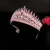 Hair Clips Baroque Sparkling Pink Crystal Bridal Tiaras Gold Color Rhinestone Pageant Crowns With Combs Headbands Wedding Accessories