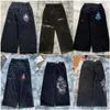 Мужские джинсы Мужская уличная одежда Jnco Y2k Хип-хоп Мультфильм Графический принт Винтаж Мешковатые черные брюки Женские широкие брюки с высокой талией Tr