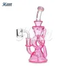 Hittn Hookahs Recycler Bong Glass Dab Rig Recycler 8インチの水道パイプ付き14mmクォーツバンガーアクセサリーグリーンピンクパープルブルー