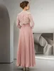 Two Piece A-Line Mother of the Bride Dress Elegant Sweetheart Floor Length Chiffon Lace Long Sleeve Pleats Formal Occasion Wedding Party Guest Gowns 2024