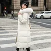 Пуховик для женщин 2023, новая зимняя длинная куртка выше колена с утолщенной хлопчатобумажной подкладкой, корейская версия, облегающая куртка с хлопковой подкладкой для женщин, пуховик