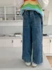 Pantalones pantalones de pierna ancha ropa para niños temporada de primavera niñas estilo Retro lavado vaquero casual 2024 Simple