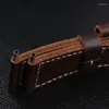 Titta på band handgjorda första lager kohude läder klockband 24 26mm band vintage brun förtjockad för pam mäns armband