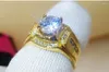 Cluster Rings Gold Color Wedding Male For Men Jewelry Crystal Ring Cubic Zirconia Party Anillos Jewellery Sale Year Gifts Size 6-12