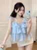 Kobiety damskie Aiyanga Summer szyfon Camis Women 2024 Eleganckie prolka kropka topele bez rękawów femme blusas blue sweet kawaii bluzka koszula