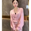 Ethnische Kleidung Verbesserte Cheongsam Qipao Fledermausärmel Schnalle V-Ausschnitt Chinesisch Traditionelle Lose Top Mantel Damen Frühling Herbst Hemd Ins