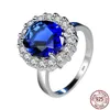 Princess Diana William Kate Blue Cubic Zircon Engagement Rings for Women 925 Sterling Silver Wedding Ring Jewelry Gift XR234292t