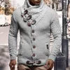 Men's Sweaters Washable Solid Color Autumn Winter Knitting High Collar Sweater Cardigan Men Dressing