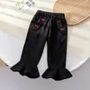 Pantaloni 2024 primavera coreana per bambini neonate pantaloni in cotone floreale elastico in vita tasca Cusual abiti per bambina