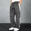 Pantalon pour hommes, taille élastique, respirant, Cargo, jambes larges, jogging sportif doux pour vêtements actifs décontractés en automne