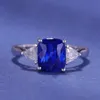 Ring Women Dark Blue Crystal Zircon Diamond White Gold Plated Ring Student Birthday Present Fashion Jewelry