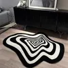 Tapis de salon créatif à rayures noires et blanches, décoration de maison, chambre à coucher, tapis de jeu moelleux en peluche pour enfants, taille personnalisée 240125