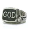 Mens Boys 316L rostfritt stål Cool Cross God Jesus Christ Ring Est Cluster Rings295U