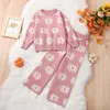 Clothing Sets FOCUSNORM 1-6Y Winter Toddler Kids Girls Warm Clothes Sunflowers Knitted Long Sleeve Sweater Tops Wide Leg Pants