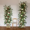 Eucalyptus Leaves Green Plants Rose Artificial Flower Row Wedding Backdrop Arch Floral Arrangement Party Table Runner Decor Prop 240127