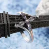 Pierścienie klastra urocze kryształowy fioletowy niebieski krzyżowy pierścień kwiatowy dla kochanka rocznicowy prezent Trenda 925 Srebrne kobiety palce
