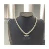 18 style double lettre pendentif colliers plaqué or 18 carats cristal perle strass pull collier pour femmes fête de mariage jewerlr251S