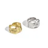 Ring 925 sterling zilver onregelmatig concaaf gezicht breed ontwerp vergulde ring vergulde rjing Veelzijdige ring