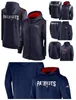 New England''Patriots''Men Navy Sideline Club Performance com capuz com zíper completo