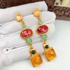 Boucles d'oreilles à clous avec pierres précieuses colorées incrustées, pendentif médiéval, mode européenne et américaine, bijoux pour femmes