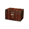 Boîtes de rangement bacs grande boîte en bois en métal vintage avec serrure valise bijoux pour cadeau artisanat organisateur décorations de bureau emballage271r