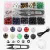 Composants 350 pièces Kit de bracelet de perles de lave en vrac roche noire Jades pierre bijoux à bricoler soi-même faisant collier boîte de rangement cristal élastique Strin2510