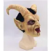 Máscaras de fiesta Lucifer Horn Masque Latex Disfraz de Halloween Scary Demon Devil Película Cosplay Máscara horrible Adts Props X0803 Entrega de gotas DHBXR