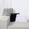 Xiyuan Rhinestone Evenstone Torba fantazyjna sieć Party Clutch torebki Srebrny luksusowy projektant damskiej torebki mini kwadratowe torby z frędzlami 240125