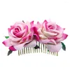 Fermagli per capelli Spille da donna Clip Strumento per lo styling Pettine Festa Decorazione quotidiana da sposa Accessori Viaggio Fiore rosa Copricapo da sposa Regalo