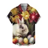 Camicie casual da uomo Pasqua elegante stampa di fiori uova camicette superiori bottone bavero maniche corte festival estivo streetwear uomo