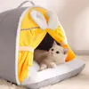 Winter Warm Cat House Super Soft and Comfortable Cat Sleeping Cave Thick and Cute Little Cat and Dog Tent Windproof Cat Bed Nest Pet Supplies 240131