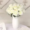 Hochzeit dekorative Blumen Hochwertige 9 Köpfe Seidenrose Blumenstrauß mit Blatt Künstliche Blume ZZ