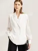 Blouses Femmes Amii Minimalisme Femmes Automne 2024 Design Sense Manches en mousseline de soie Épissage léger Vêtements de mode élégants Tops 12240810