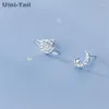 Brincos Uini-Tail 925 Prata Tibetana Universo Planeta Lua Micro Incrustada Moda Tendência Doce Assimétrico JK205