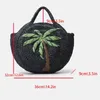 Evening Bags Large Tote Purses Fashion Coconut Tree Pattern Straw Women Handbags Round Corn Husk Woven Hand Handmade Summer Beach Bag