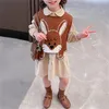 Robes d'hiver pour filles de 1, 2, 3, 4 et 5 ans, costume de princesse à manches longues, gilet de poupée, tenues 2 pièces