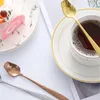 Misurini per caffè Cucchiaio con manico lungo da 13,2 cm Rosa di alta qualità Piccolo tè in acciaio inossidabile Simpatico gelato Dessert mescolando