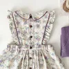 女の子のドレス秋の春の子供王女ヨーロッパアメリカンスタイルのベビーパーティードレスノースリーブコットンフローラル印刷ベスト