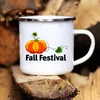 Mugs Pumpkin Drinking Coffee Mug Thanksgiving Enamel Chocolate Milk Handle Cups Farm Party Gifts For Family Friend Lover