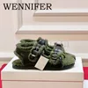 Sandalen Winter Vrouwen Kid Wol Muilezels Ronde Neus Metalen Gesp Slip Op Schoeisel Walk Flats Schoenen Dames Casual Outdoor Lesures Mujer